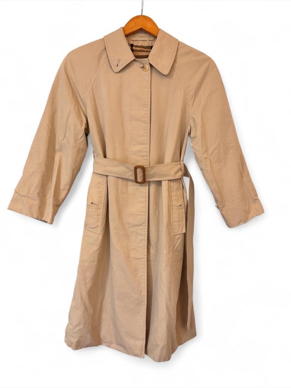 Vintage Burberry Beige Trench Coat Made in England 100% Cotton